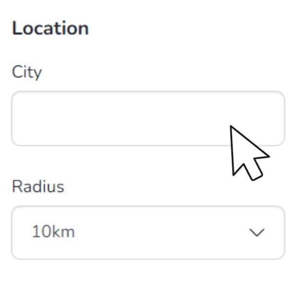 The graphic shows how to search the fundraisers catalogue by location.