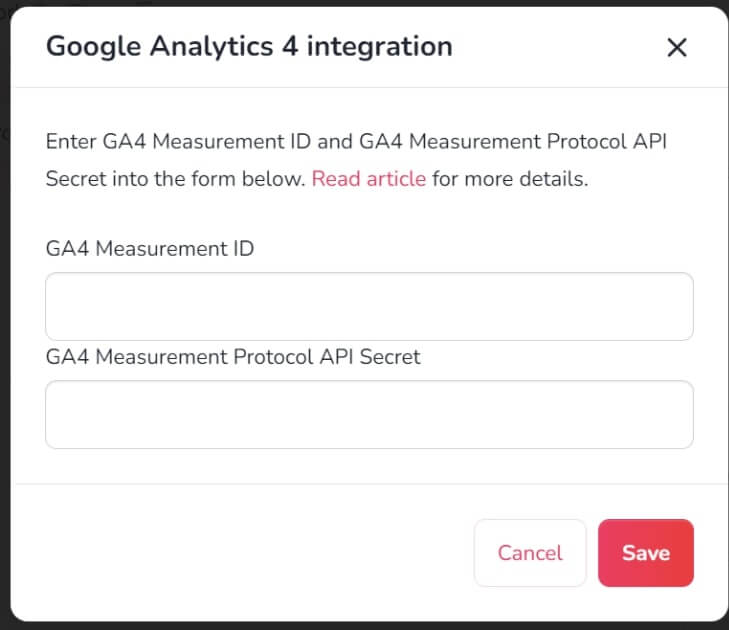 Picture shows Google Analytics integration.