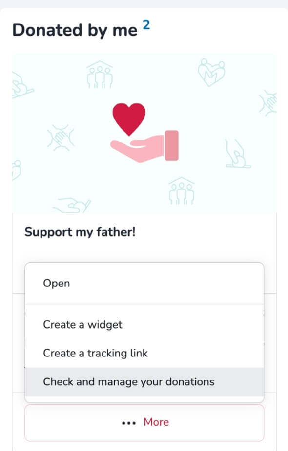 User account section showing donation details and download confirmation