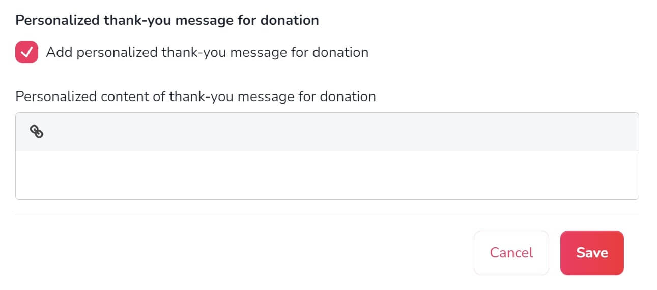 Picture shows personalised thank-you message on 4fund.com