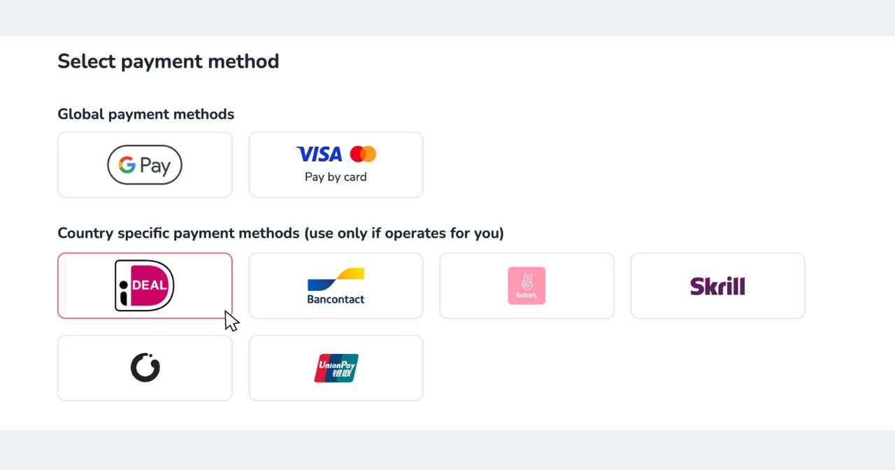 Picture shows the payment methods available on 4fund.com