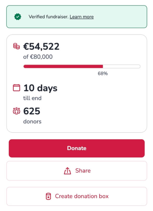 Fundraiser page with Donate button highlighted