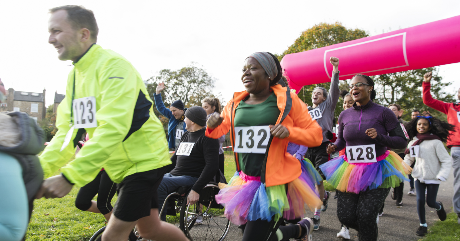 Photo shows people running in charity marathon.