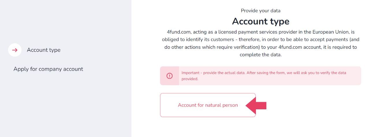 The screenshot shows the verification process as a natural person.