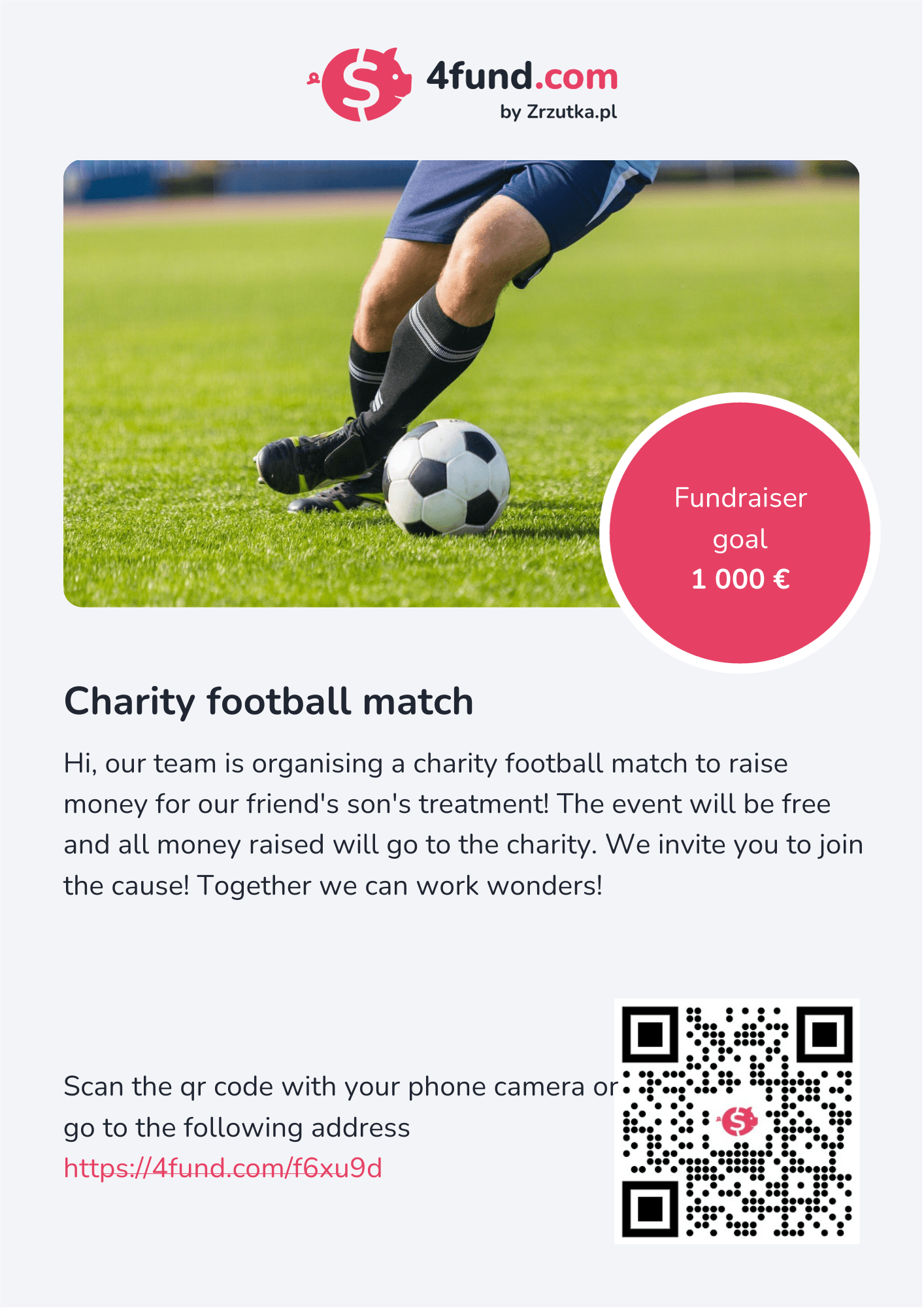 Poster of charity event generated via 4fund.com