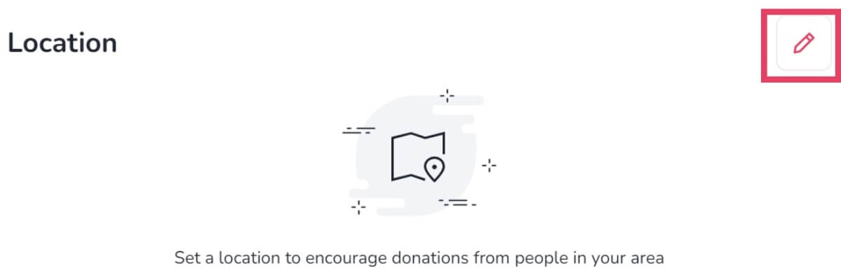 Picture shows where to find fundraiser location feature.