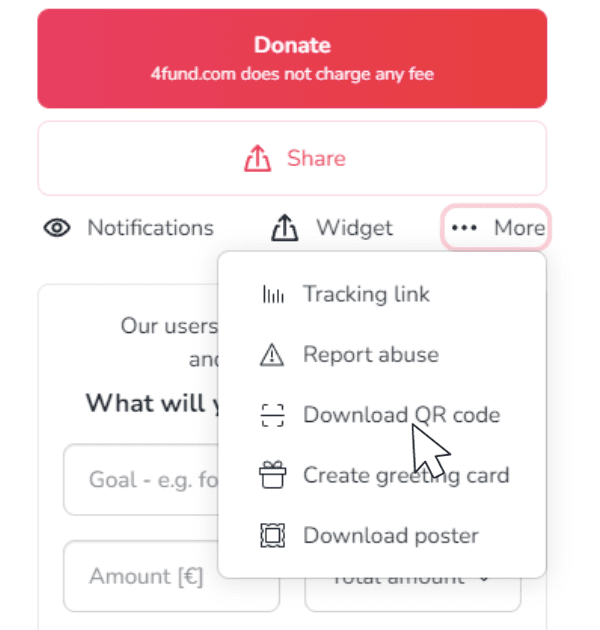 Picture shows QR Code feature on 4fund.com